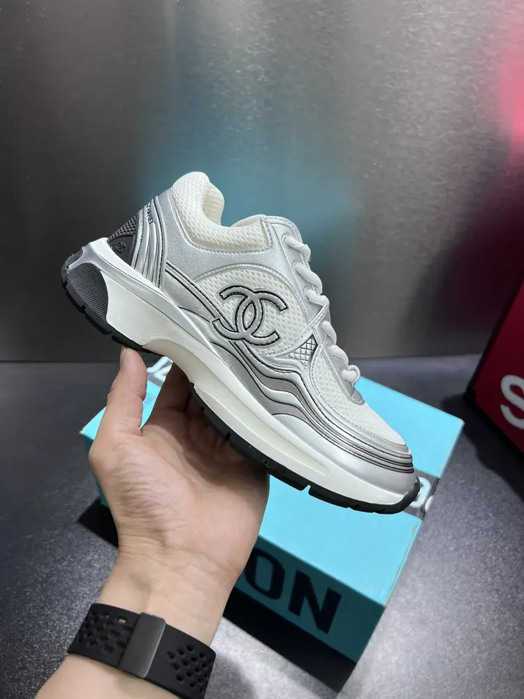 Chanel Casual Sneakers Gold Silver Horn King Couples