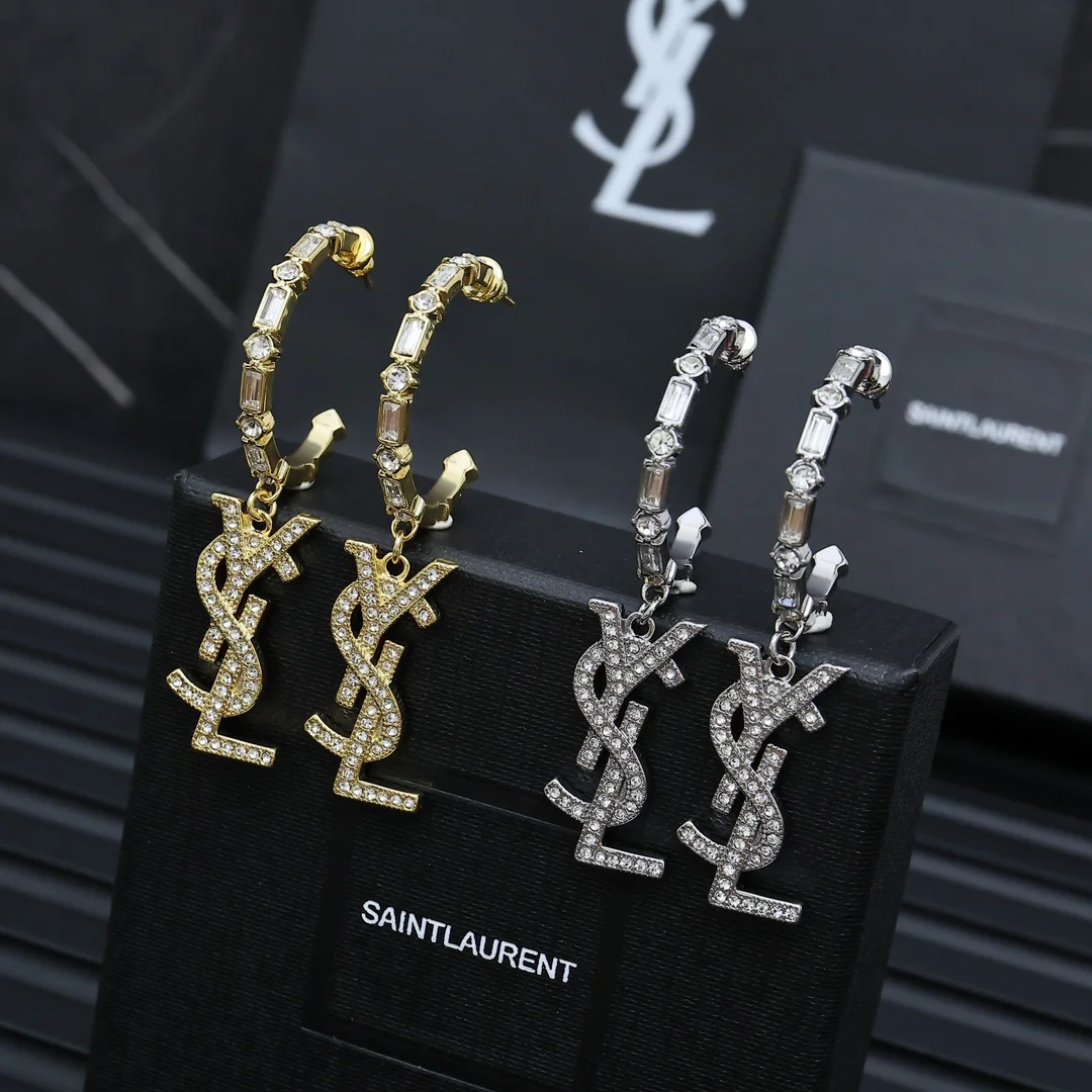 Yves Saint Laurent Bamboo C-hoop diamond earrings