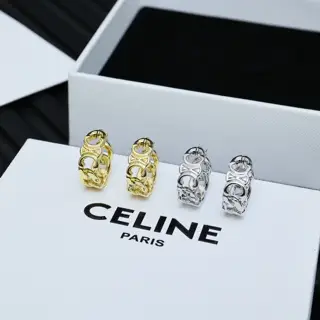 Celine Arc de Triomphe lettered hoop earrings