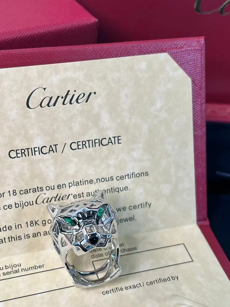 Cartier hollow leopard head ring size 8910