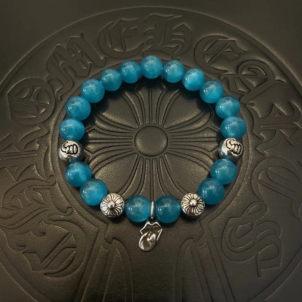 Chrome Hearts Classic Retro Multi-element Blue Cat’s Eye Bracelet
