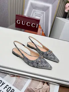 Gucci Double G fabric hot stamping shiny diamond sandals