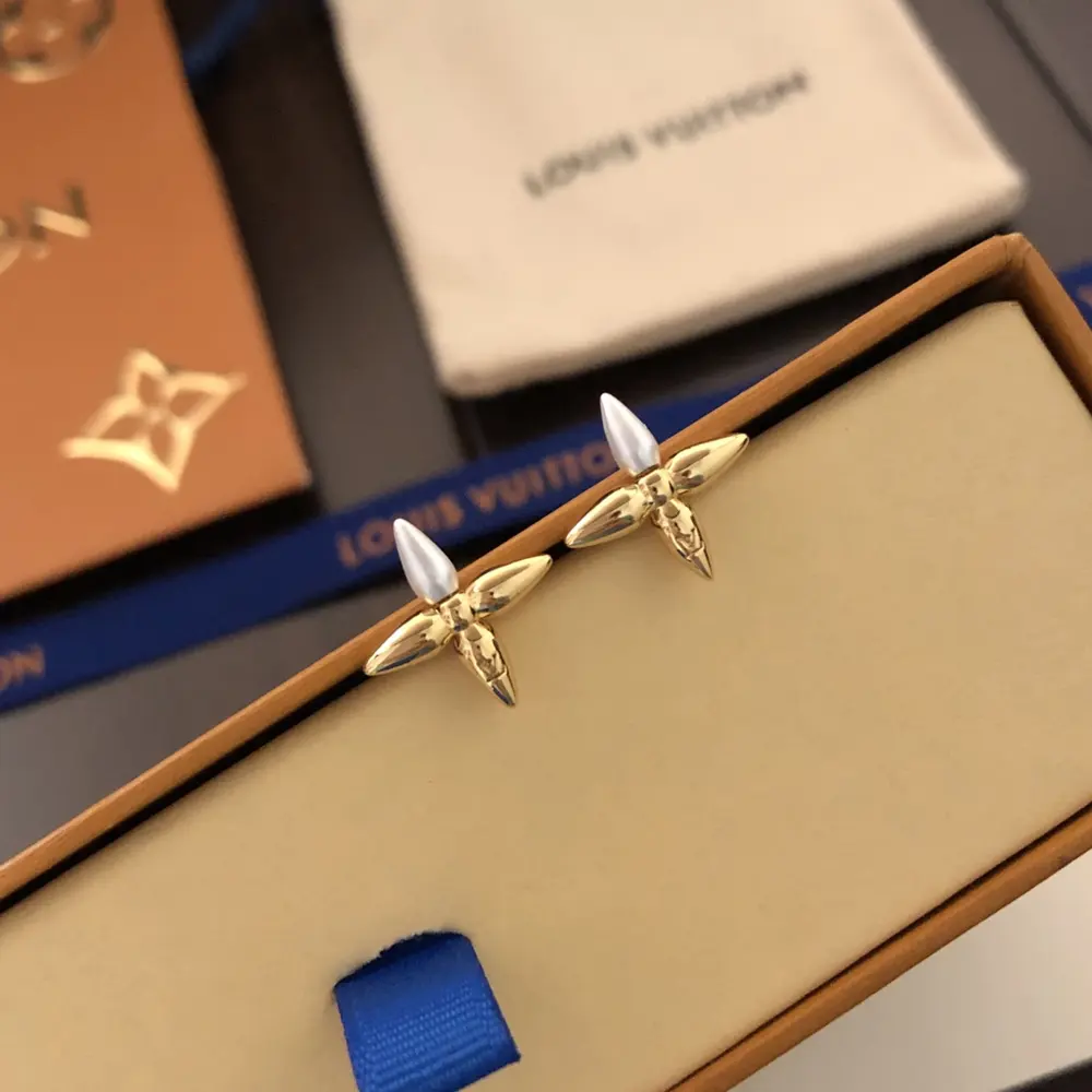 Louis Vuitton classic monogram four-leaf clover earrings