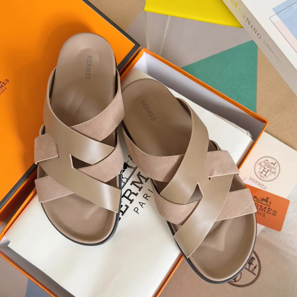 Hermès Kazimir series cross webbing waterproof platform sandals retro second uncle shoes H