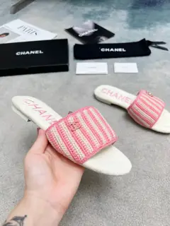 Chanel patterned color matching wool slippers size 35-42