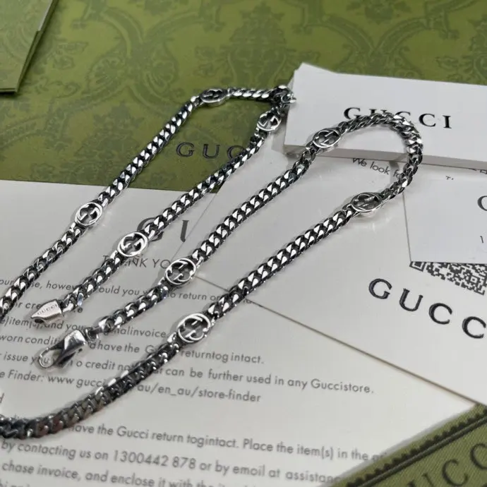 GUCCI Interlocking G Wide Enamel Necklace