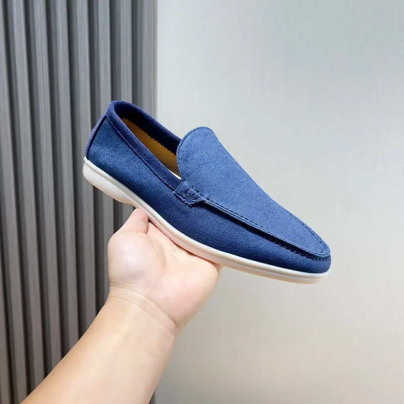 Loro piana couple style-new moccasin shoes. The water-repellent velvet upper is matched