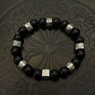 Chrome Hearts Classic Black Onyx Beads Vintage Multi-element Bracelet