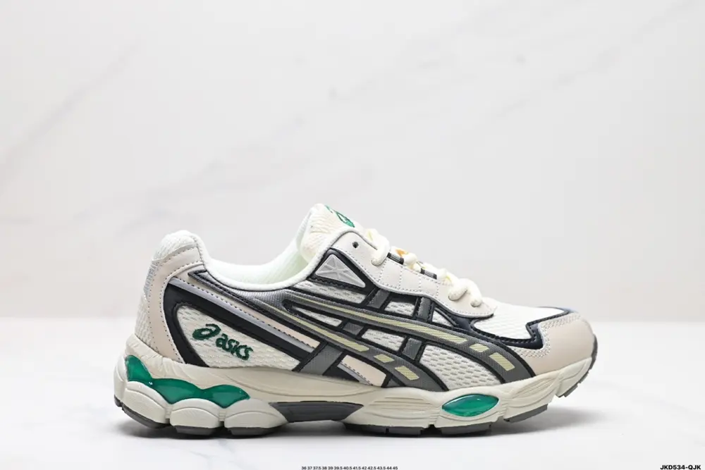 ASICS GEL-NYC 2055 breathable mesh upper with some synthetic leather material. Adopts new 1203A542-020