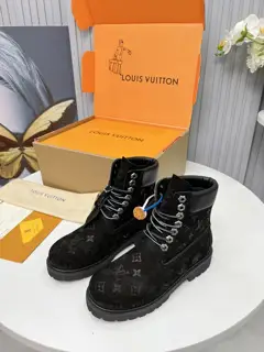 Louis Vuitton x Timberland co-branded model Monogram yellow ankle boots short boots