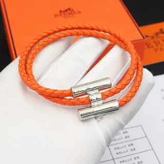 Hermes Men’s double-loop leather bracelet