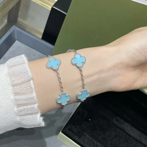 Van Cleef & Arpels Blue Ceramic Clover Bracelet