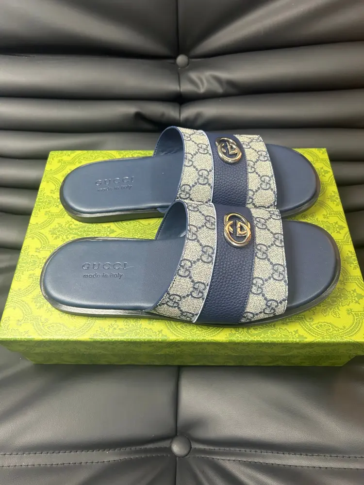 Gucci Double G Presbyopic Flip Flops Cross Sandals Thick Sole Slippers Beach Shoes