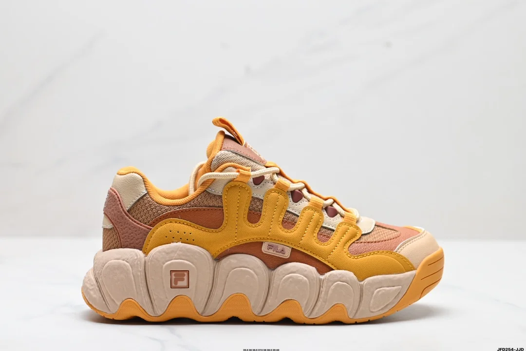 Fila fabric synthetic leather TPU round toe lace-up thick sole shock-absorbing and F12W342103CMR