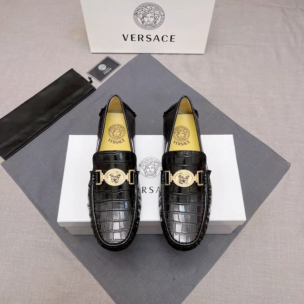 Versace Upper Italian cowhide leather + Versace brand embossing