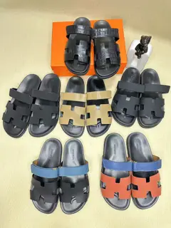 Hermès cowhide H slippers. Paris original flyback mold perfect creation of the highest