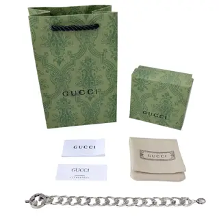 Gucci Interlocking G chain Cuban chain silver couple bracelet