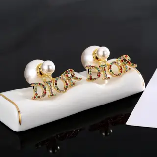 Dior letter diamond earrings