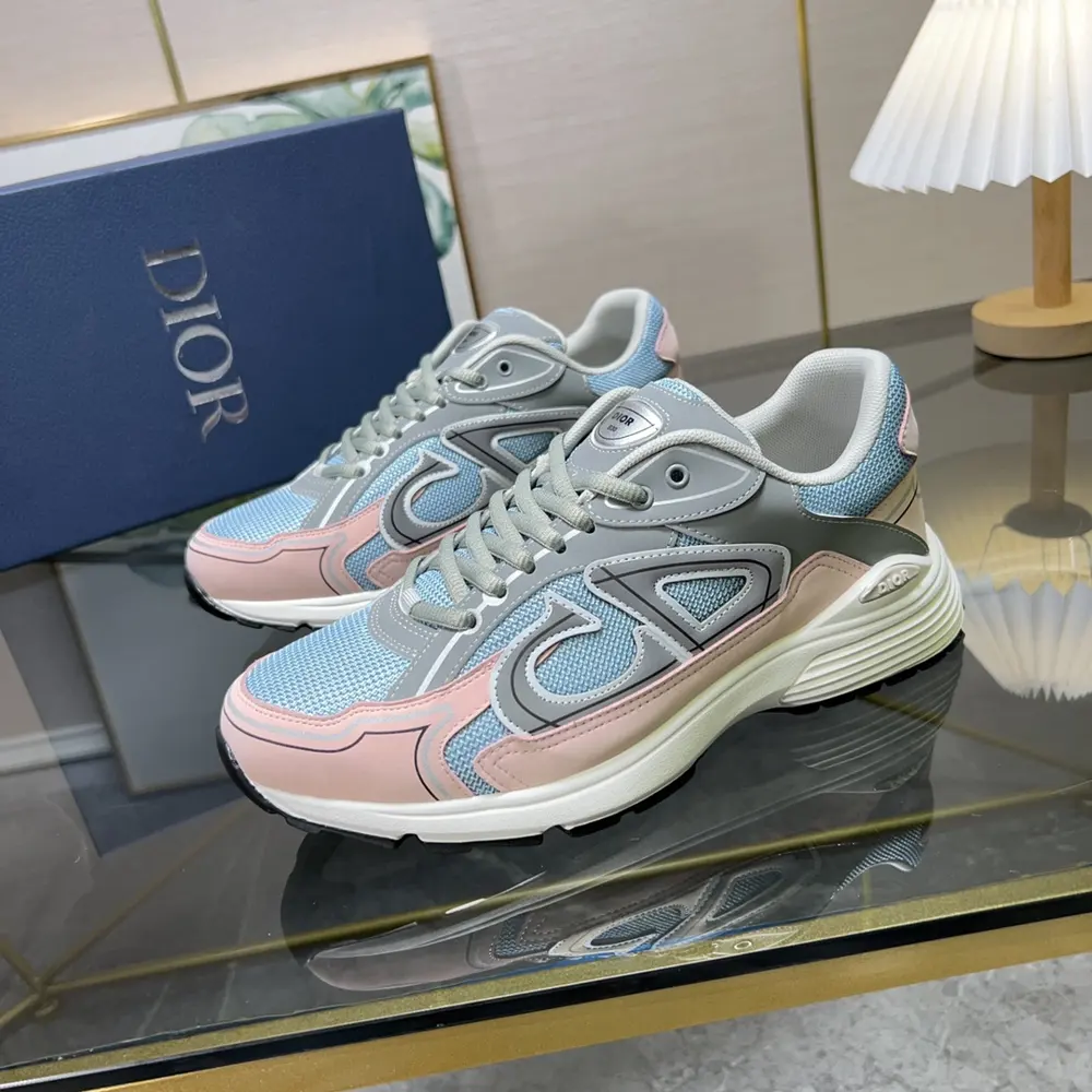 Dior B30 low-top sneakers Crafted from grey mesh and white tech fabric