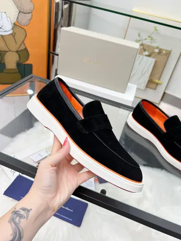 Santoni four seasons classic loafers casual business style shoes