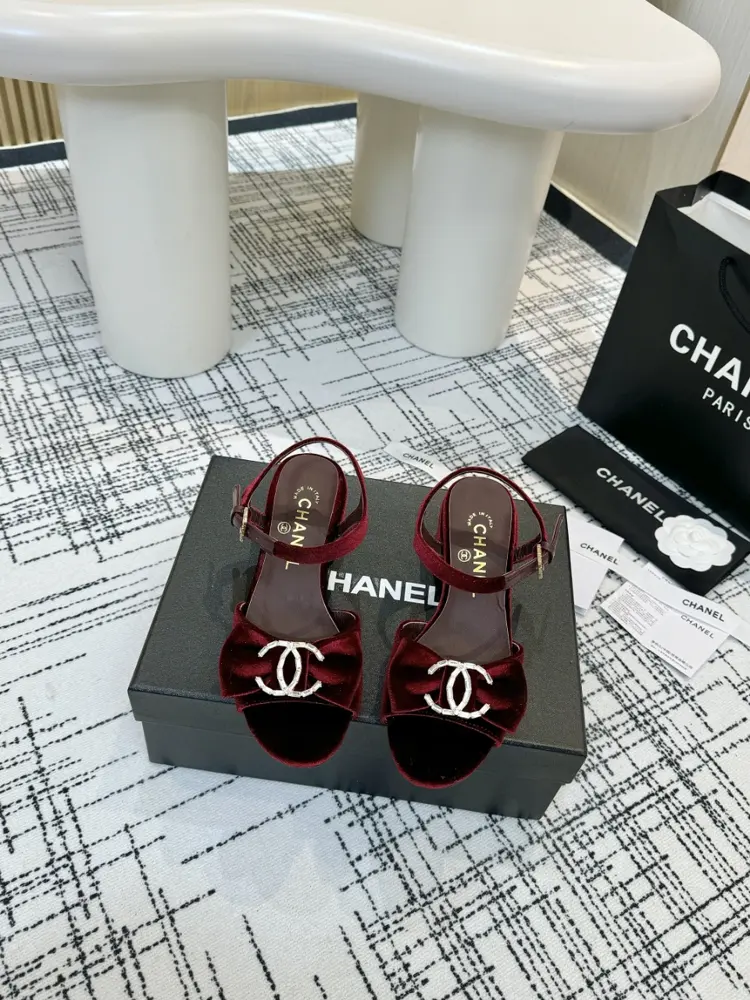 Chanel Bow Rhinestone Slippers Sandals