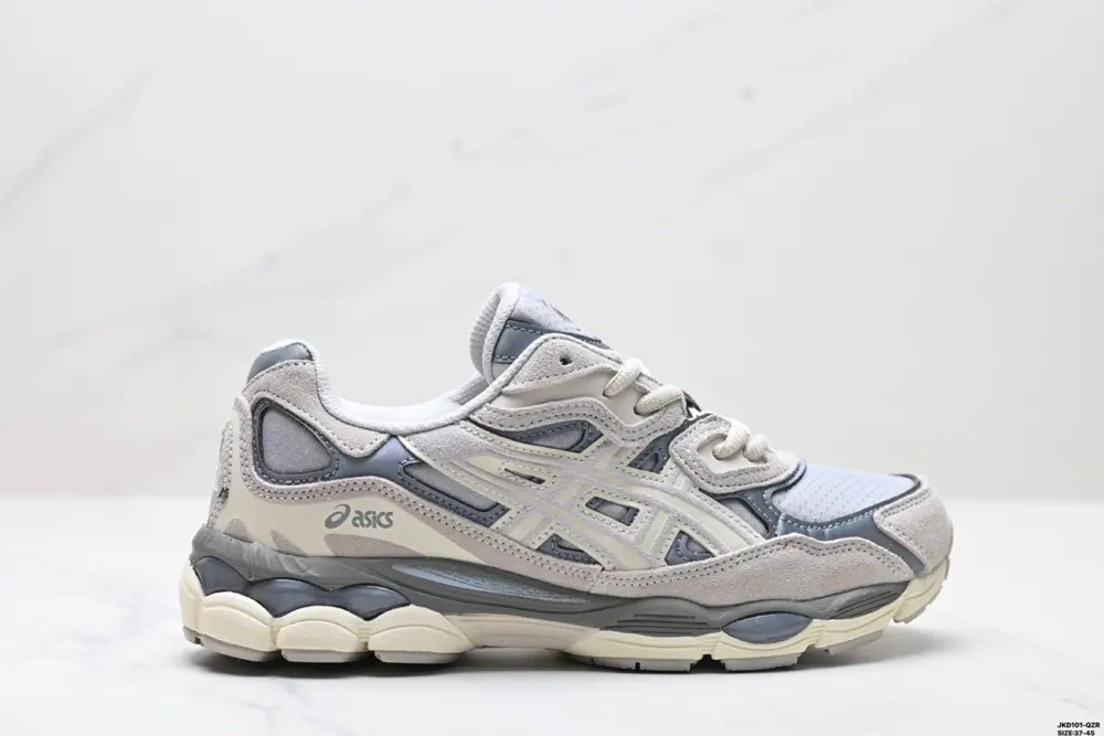 ASICS GEL-NYC 2055 breathable mesh upper with some synthetic leather material. Adopts new 1201A789-103