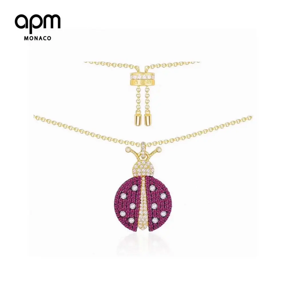 APM Monaco red ladybug necklace earrings set female couple pendant fashion design golden