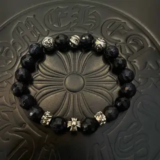 Chrome Hearts Classic Retro Multi-element Faceted Obsidian Bracelet