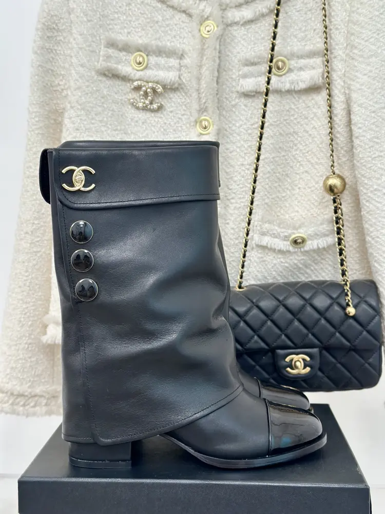 Chanel thick-heeled trouser boots