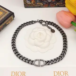 DIOR original new product CD letter collar black necklace high-end quality
