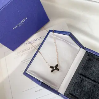 Chaumet Liens Collection New Black Onyx Cross Diamond Necklace