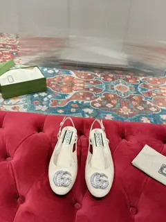 Gucci women’s shoes 2023 flat ballet shoes Double G crystal diamond buckle new single