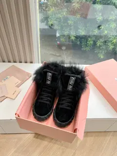 Miu Miu Miu snow boots cotton shoes 2024 autumn and winter new cotton shoes furry shoes