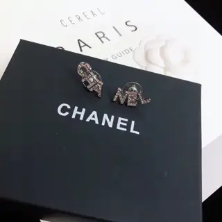 Chanel letter diamond earrings