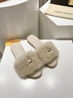 Louis Vuitton full leather flat open toe sandals