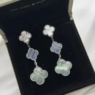 Van Cleef & Arpels natural white mother-of-pearl + purple chalcedony + gray mother-of-pearl