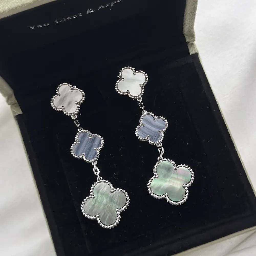 Van Cleef & Arpels natural white mother-of-pearl + purple chalcedony + gray mother-of-pearl