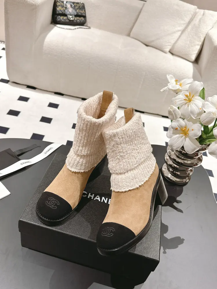 Chanel soft knitted sock boots