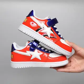 BAPE shark letter shiny Velcro children’s sports shoes