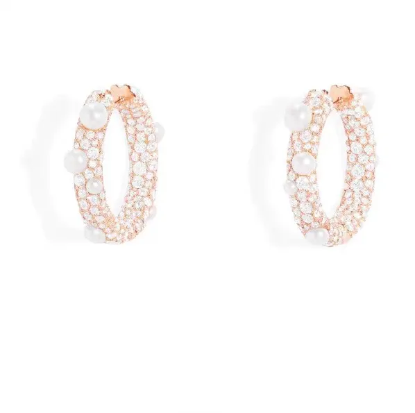 Apm monaco pavé hoop pearl earrings