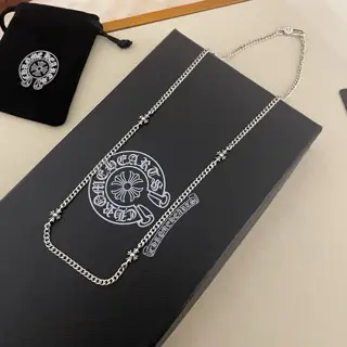 Chrome Hearts classic retro cross side necklace. The concave and convex shapes with