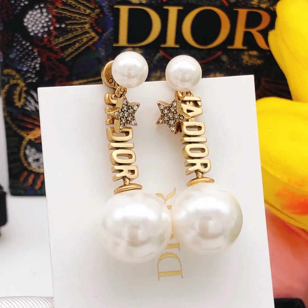 Dior original new product JADIOR large and small pearl star earrings high-end quality