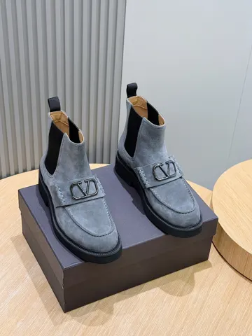 Valentino Men’s V Logo Leather and Naked Boots