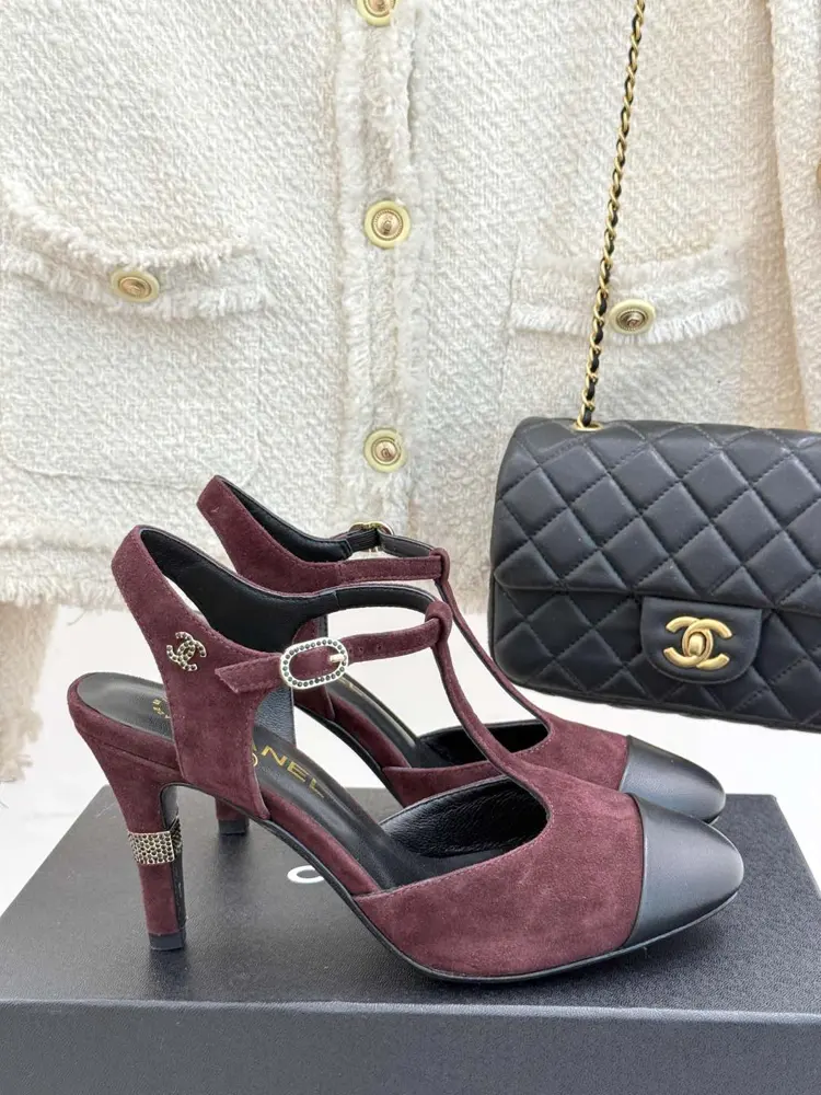 Chanel T-strap double C high-heeled sandals