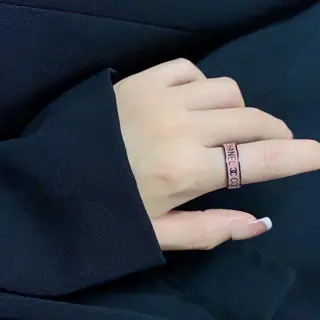 Chanel Double C pink black background CoCo color-preserving series ring