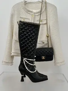 Chanel Pearl Chain High Heel Boots Series