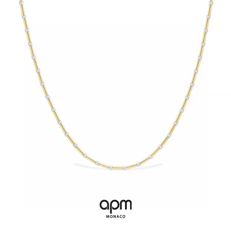 Apm monaco new gold micro-inlaid necklace