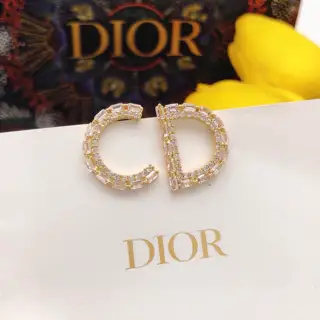DIOR original new product CD diamond metal earrings High-end quality