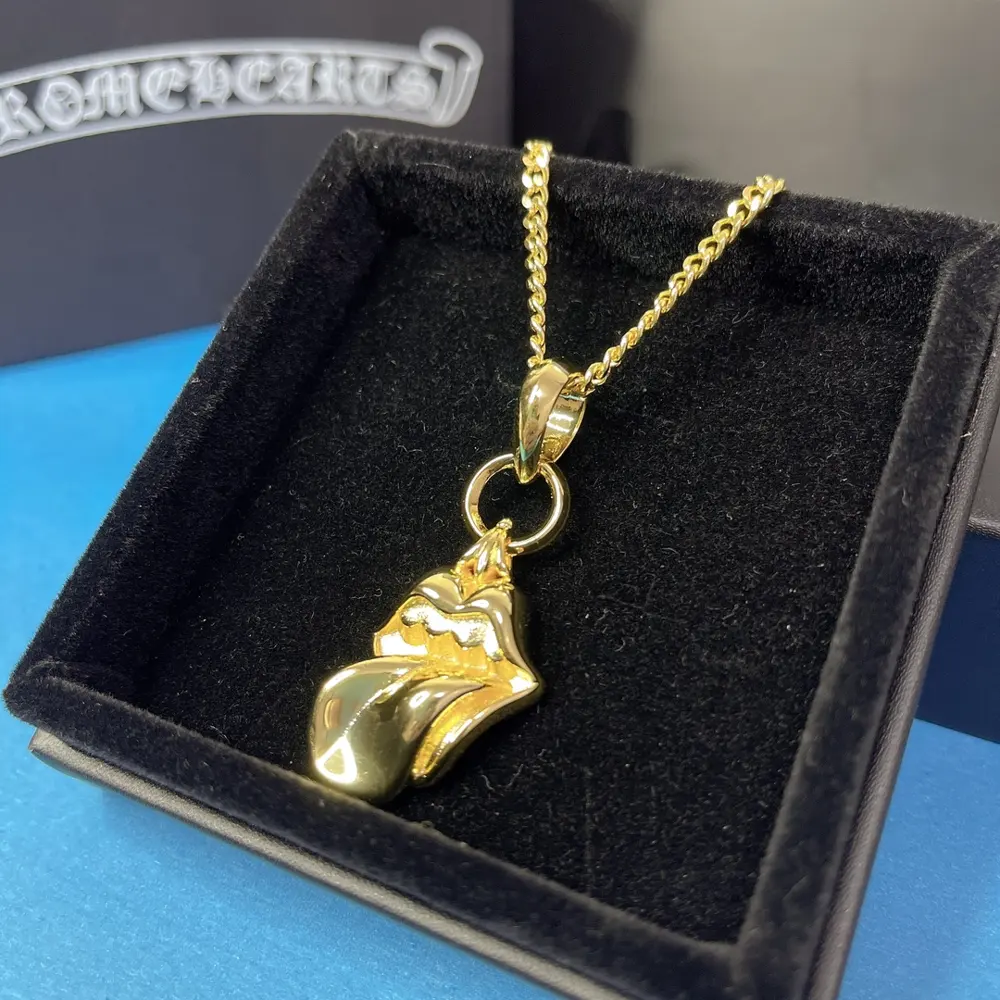Chrome Hearts gold-plated mini flame cross necklace