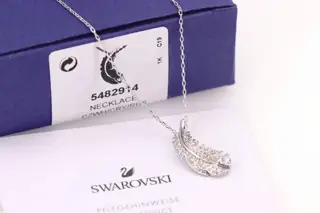 Swarovski Silver Feather Clavicle Necklace